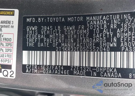 2005 Toyota Matrix из США, поврежденный, VIN 2T1KR32E05C552040